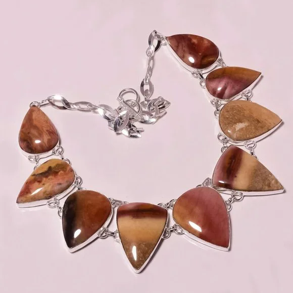 Royal Jasper Gemstone Handmade Jewelry Necklace 17-18" - Picture 1 of 3